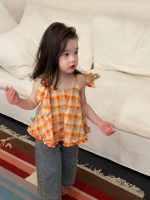 【90-150cm】キャミソール 女の子 チェック柄 ドーパミン風 フリル - 画像 (6)