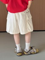 【90-150cm】5分丈ショーツ 工装風 着回し最強 無地 普段着 お出かけ 外遊び - 画像 (5)