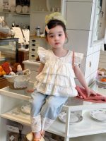 【90-150cm】トップスorパンツorセットアップ 女の子 フリル シンプル - 画像 (4)