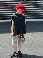 【90-120cm】半袖Ｔシャツorショートパンツ 男の子 フード付き ストリート風 - 画像 (6)