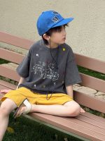 【100-160cm】Tシャツ 半袖 男の子 ペイント風 グラフィティT  レトロカートゥーン アート - 画像 (2)