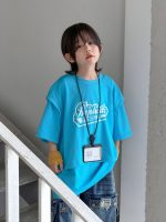 【100-150cm】Tシャツ 切り替え 半袖 プリント ゆったり