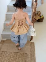 【90-140cm】キャミソール 女の子 チェック柄 背中開き おしゃれ - 画像 (5)