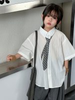 【100-150cm】シャツ ゆったり 配色 ネクタイ柄 カジュアル - 画像 (5)