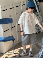 【100-160cm】Tシャツ 半袖 韓国風 ストリート ユニセックス おしゃれなロゴプリント - 画像 (4)