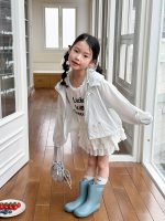 【100-170cm】UVカットアウター 女の子 軽量 フード付き リボン付き