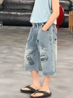 【90-160cm】ショートパンツ 男の子 プリント ジーンズ ゆったり - 画像 (6)