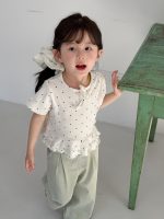 【90-140cm】半袖Ｔシャツ 女の子 ドット柄 フリル - 画像 (4)