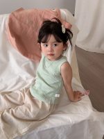 【90-140cm】ベスト 女の子 ノースリープ 無地 ニット