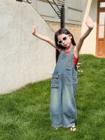 【100-170cm】デニムサロペット 女の子 カジュアル 合わせやすい - 画像 (4)