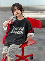 【100-150cm】Tシャツ ショートパンツ 半袖 レトロ ヒョウ柄 プリント - 画像 (2)