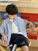 【90-120cm】シャツ 男の子 ストライプ ルーズ ファッション - 画像 (5)