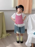 【90-140cm】ハーフパンツ 女の子 韓国風 デニム カジュアル - 画像 (4)