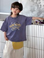 【100-150cm】Tシャツ 夏新作 ランドネック 半袖 プリント - 画像 (2)