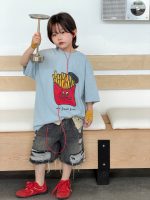 【100-150cm】Tシャツ カジュアル プリント 半袖 配色 - 画像 (3)