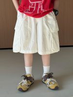 【90-150cm】5分丈ショーツ 工装風 着回し最強 無地 普段着 お出かけ 外遊び - 画像 (4)