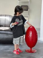 【100-150cm】Tシャツ ショートパンツ 半袖 レトロ ヒョウ柄 プリント - 画像 (3)