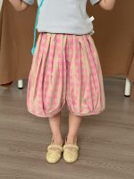 【90-140cm】ハーフパンツ 女の子 チェック柄 ハーレムパンツ - 画像 (5)