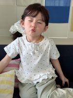 【90-140cm】半袖Ｔシャツ 女の子 ドット柄 フリル - 画像 (2)