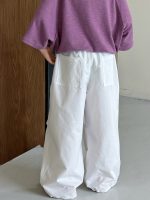 【90-160cm】パンツ 男の子 無地 ワイドレッグ カーゴパンツ - 画像 (5)