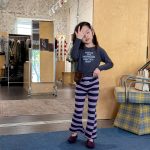 【80-130cm】パンツ 女の子 ボーダー柄 ベルボトム  履きやすい - 画像 (3)