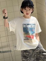 【100-160cm】Tシャツ 半袖 ラウンドネック ストリート カジュアル おしゃれ見え - 画像 (2)