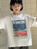 【100-160cm】Tシャツ 半袖 ラウンドネック ストリート カジュアル おしゃれ見え - 画像 (3)
