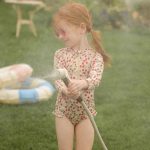 【90-150cm】水着 フロントジップ 長袖 花柄 かわいい - 画像 (16)