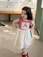 【80-130cm】ワンピース 女の子 チェック柄 レース ノースリープ - 画像 (5)