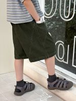 【100-160cm】5分丈デニムショーツ キッズ 中腰フィット 微弾性 動きやすい - 画像 (3)