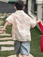 【90-160cm】半袖シャツ 男の子 プリント 英字 レトロ - 画像 (5)