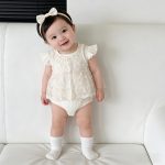 【66-90cm】ロンパース ベビー 2点セット レース 薄手 - 画像 (3)