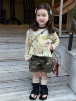 【90-150cm】トップスorショートパンツ 女の子 落青き カモフラ - 画像 (3)