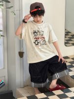 【100-160cm】半袖Tシャツ キッズ カートゥーン グラフィティプリント 週末のお出かけ - 画像 (5)