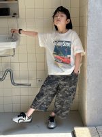 【100-160cm】Tシャツ 半袖 ラウンドネック ストリート カジュアル おしゃれ見え - 画像 (5)