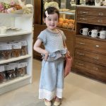 【90-150cm】トップスorパンツorセットアップ 女の子 ドット柄 レイヤード - 画像 (4)
