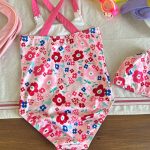 【90-140cm】水着 カラフルフラワー かわいい スイムウェア - 画像 (5)