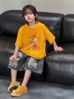 【100-150cm】Tシャツ ラウンドネック ゆったり プリント 半袖 - 画像 (5)