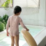 【90-150cm】水着 フロントジップ 長袖 花柄 かわいい - 画像 (10)