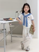 【100-170cm】半袖 Tシャツ 女の子 肩掛け ニット 学園風 ナチュラル - 画像 (4)