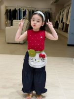 【80-130cm】ベストorパンツ 女の子 ドット柄 スウィート カジュアル