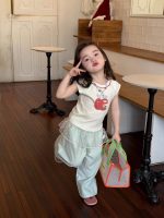 【90-150cm】セットアップ 女の子 カートゥーン リンゴ ひらひら袖 - 画像 (3)