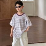 【90-160cm】半袖Ｔシャツ 男の子 ボーダー柄 お出かけに - 画像 (3)