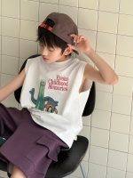【100-160cm】ノースリーブTシャツ キッズ かわいいカートゥーン柄  動きやすさ抜群 - 画像 (5)