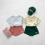 【80-130cm】セットアップ キッズ 半袖 Tシャツ＋ショートパンツ 薄手 男女兼用 シンプル - 画像 (2)