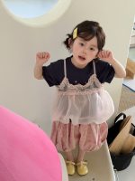 【90-140cm】トップスorキャミソールorパンツ 女の子 チェック柄 カートゥーン - 画像 (3)