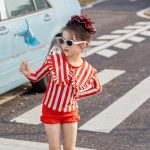 【90-140cm】水着 ストライプ フリル おしゃれ - 画像 (2)
