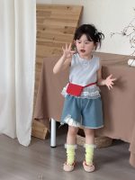 【90-140cm】ベスト 女の子 チェック柄 レース 切り替え - 画像 (6)