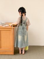 【100-170cm】デニムサロペットスカート 女の子 韓国風 レトロ - 画像 (4)