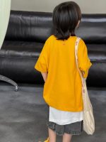 【100-150cm】Tシャツ ラウンドネック ゆったり プリント 半袖 - 画像 (4)